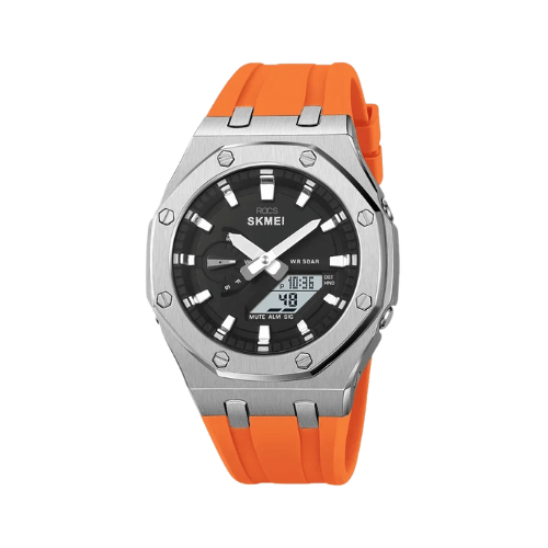 Relógio Masculino ROCS Skmei Laranja e Prata | 44.7MM