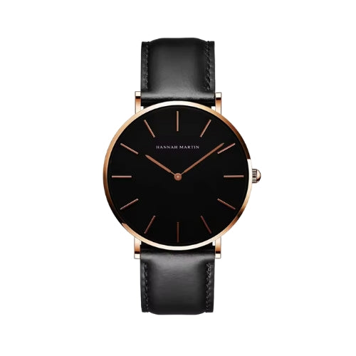 Relógio Masculino ROCS Vintage Couro Preto Rosé Gold | 40MM