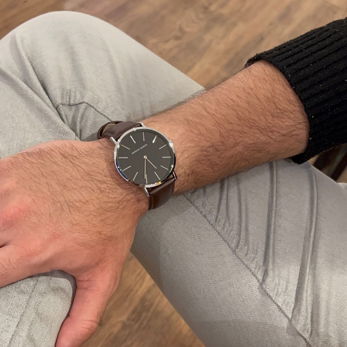 Relógio Masculino ROCS Vintage Couro Prata | 40MM