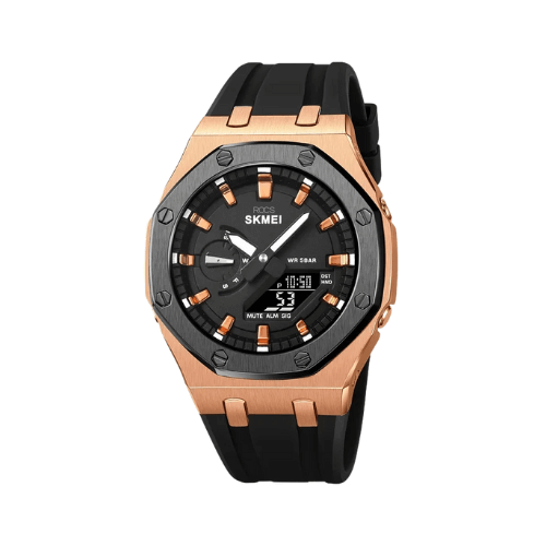 Relógio Masculino ROCS Skmei Preto e Rose Gold | 44.7MM