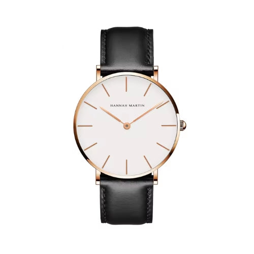 Relógio Masculino ROCS Vintage Couro Preto Gold Rosé Branco | 40MM
