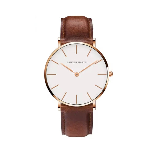 Relógio Masculino ROCS Vintage Couro Rosé Gold Branco | 40MM