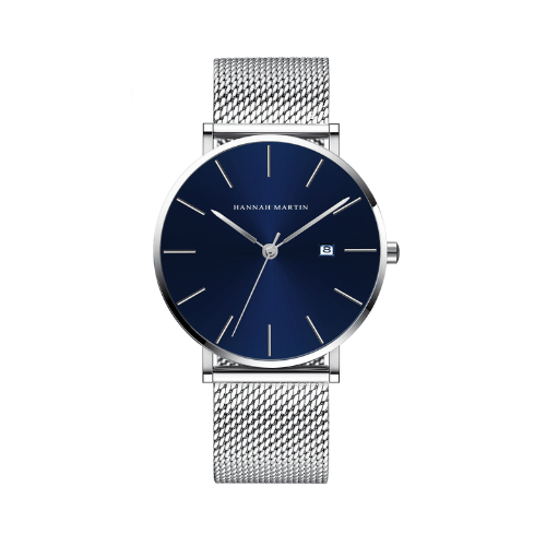 Relógio Minimalista ROCS Royal Prata e Azul | 40MM