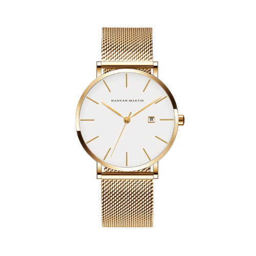 Relógio Minimalista ROCS Royal Rosé Gold Branco | 40MM