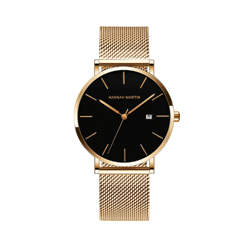 Relógio Minimalista ROCS Royal Rosé Gold Preto | 40MM